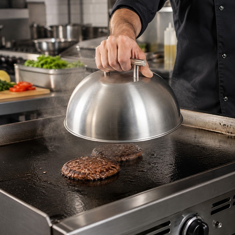 Cloche per cottura hamburger in acciaio inox 18/10   in Coperchi