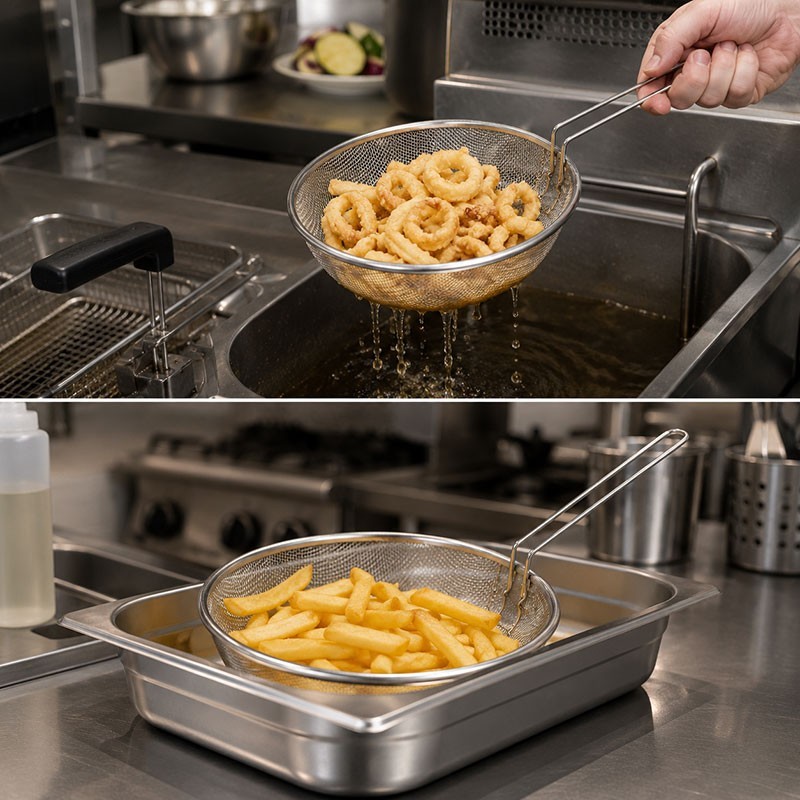 Cestello per frittura in acciaio inox 25 cm   in Colini