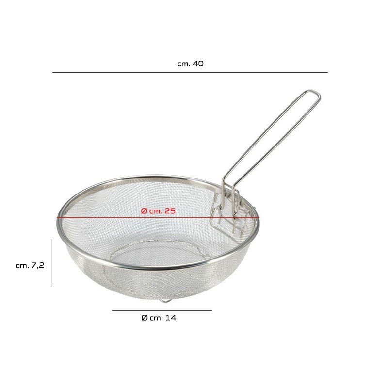Cestello per frittura in acciaio inox 25 cm   in Colini