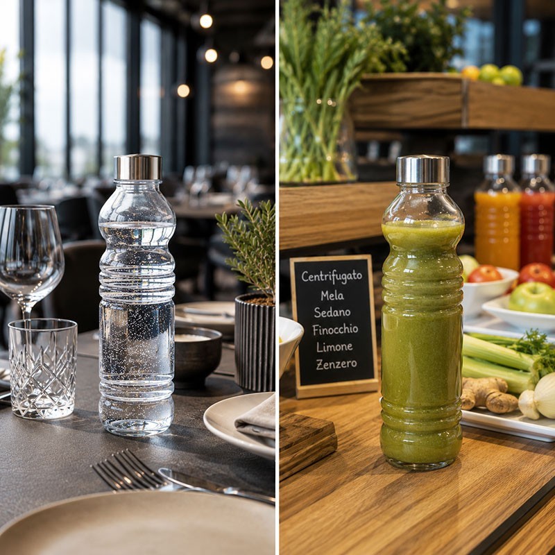 Bottiglia in vetro con tappo in acciaio inox   in Brocche e caraffe