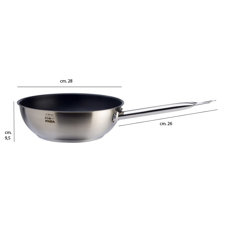 Wok antiaderente ProChef 28 cm in acciaio inox Piazza Effepi  in Padelle per saltare
