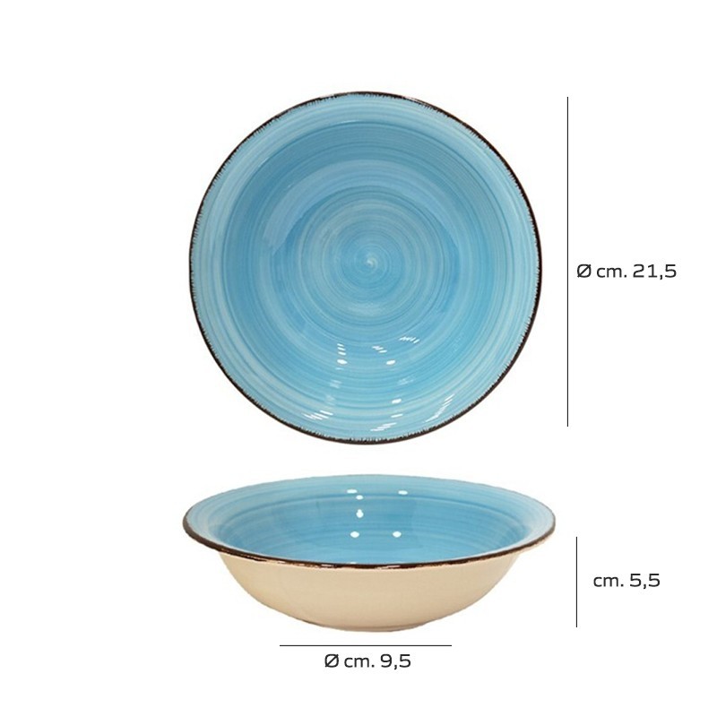 Piatto pasta Bowl Zen Blu in Stoneware 21,5 cm   in Piatti fondi