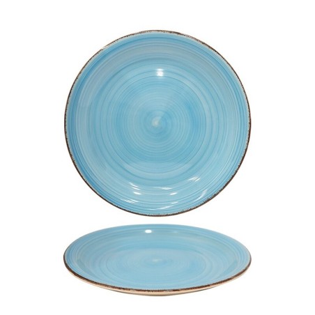 Piatto Piano Zen Blu in Stoneware Rustico