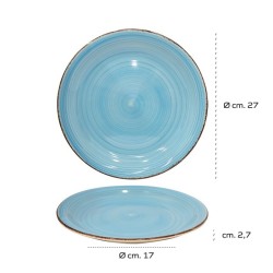 Piatto piano Zen Blu in Stoneware Effetto Rustico   in Piatti piani