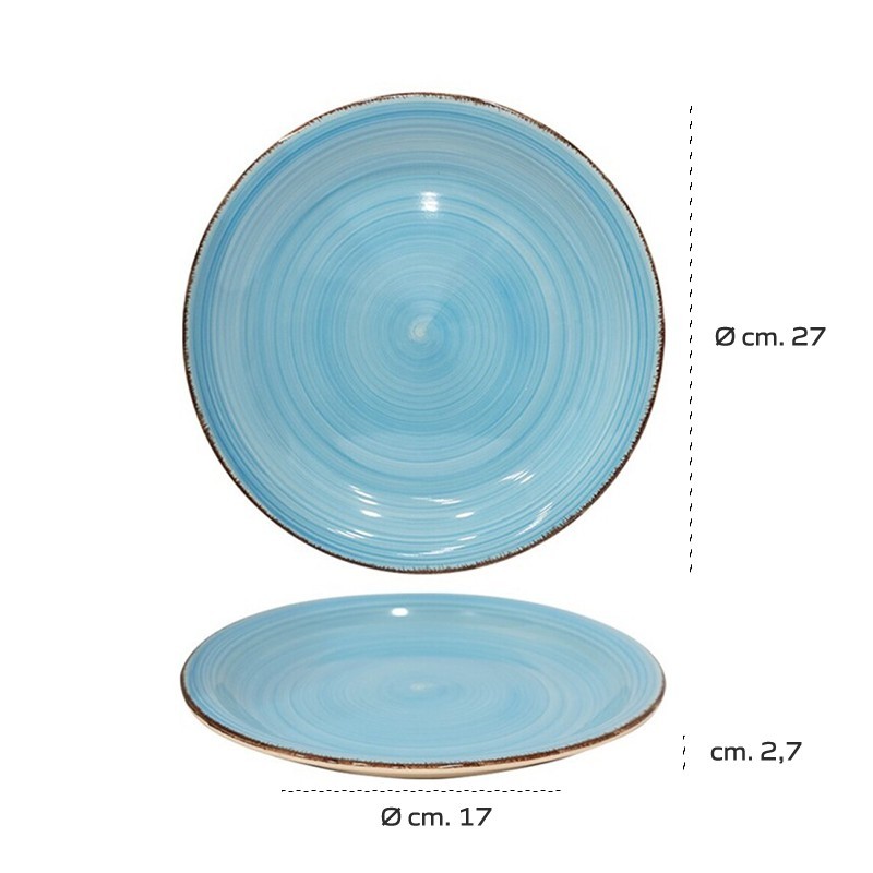 Piatto piano Zen Blu in Stoneware Effetto Rustico   in Piatti piani