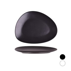 Piatto piatto Triangolare Omega nero opaco in Porcellana