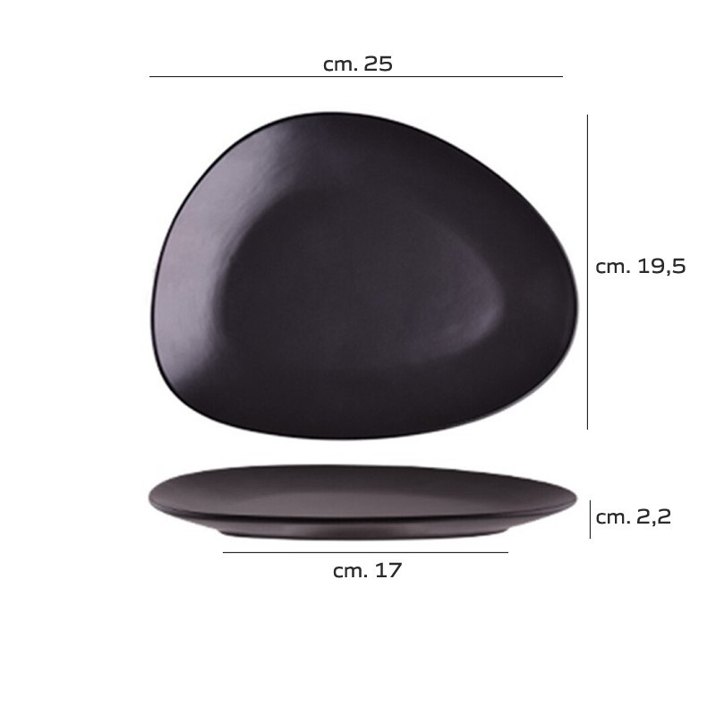 Piatto piano Triangolare Omega 25 cm in Porcellana   in Piatti quadrati e rettangolari