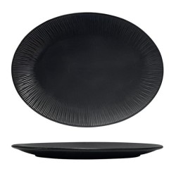 Piatto da Portata Plise Nero Opaco in Porcellana