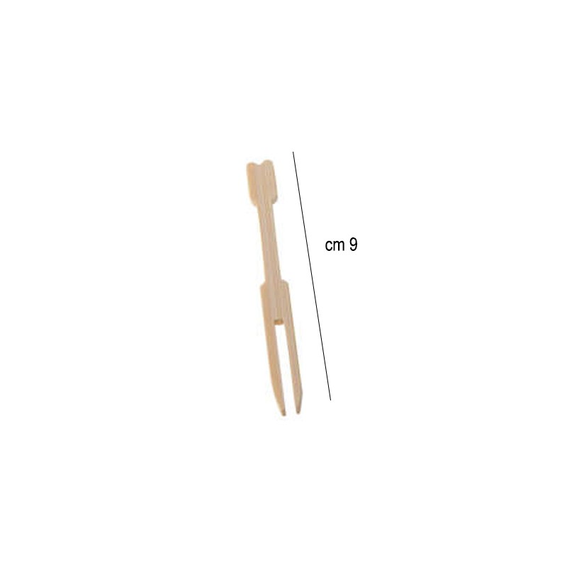 Forchettine in bamboo 2 punte Leone decorazioni  in Monouso