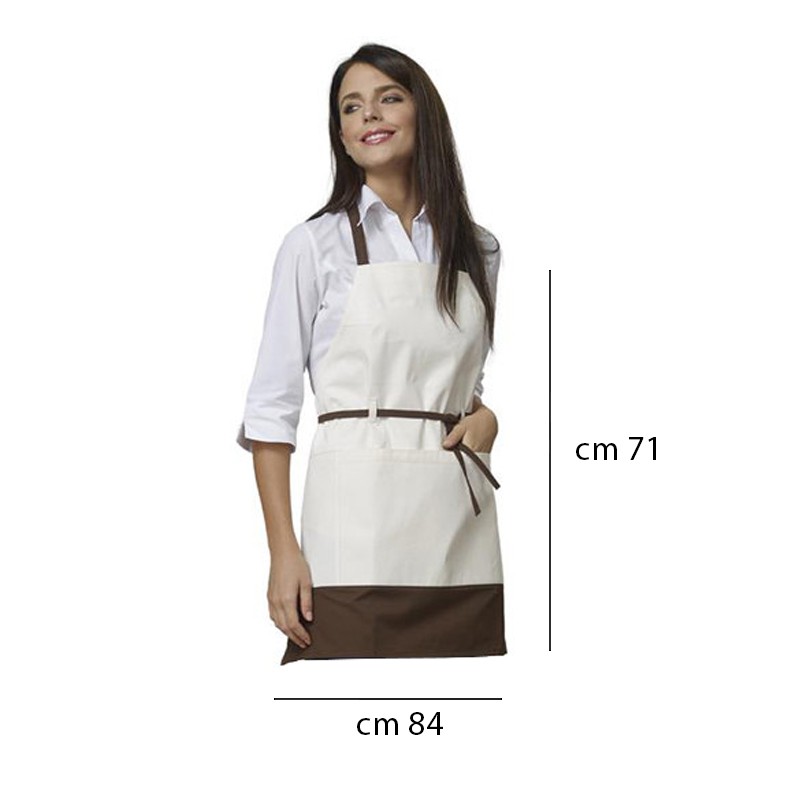 Grembiule pettorina donna ecrù marrone Siggi Group  in Grembiuli da sala
