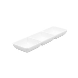 piattino 3 scomparti melamina bianco| Ciotole e ciotoline finger food