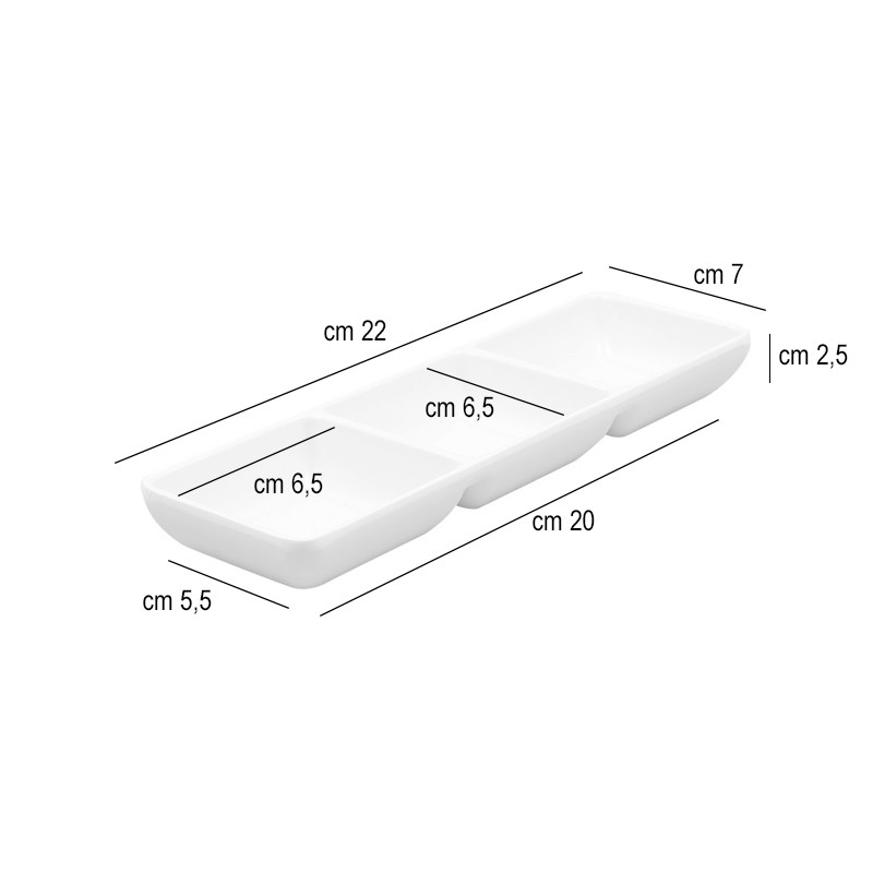 Piattino 3 scomparti melamina bianco Ilsa  in Porcellane