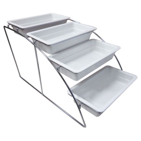 Stand alzata buffet porta 4 bacinelle acciaio inox 1/3 GN | Rausa srl