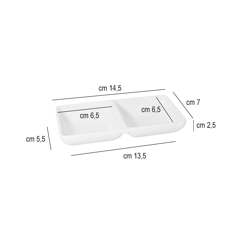 Piattino 2 scomparti melamina bianco Ilsa  in Porcellane