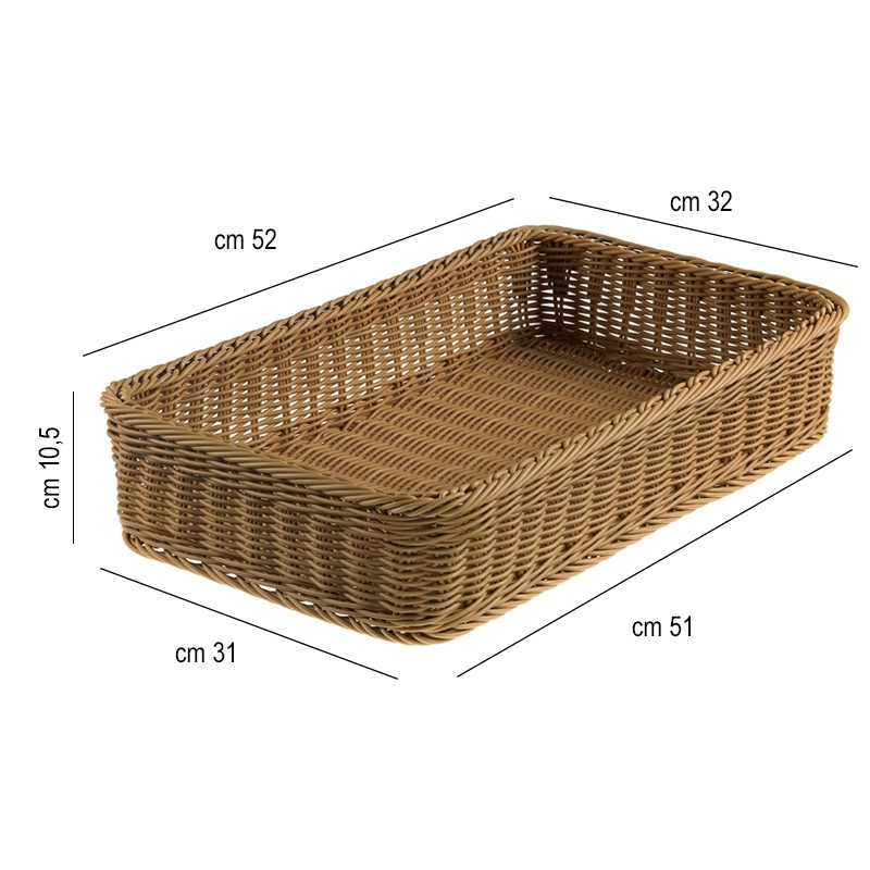 Cestino rettangolare intrecciato marrone cm. 53 x 32 Leone decorazioni  in Buffet