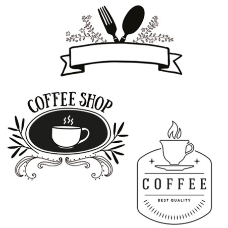 Stencil decora vetro caffetteria 3 pezzi A2 | Rausa srl