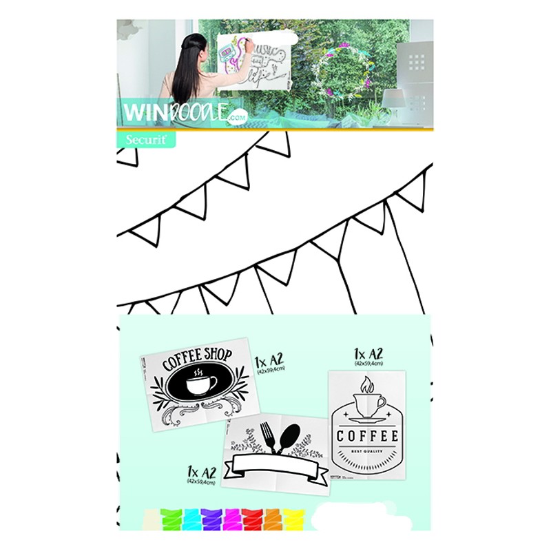 Stencil decora vetro caffetteria Securit Lavagne  in Tavola