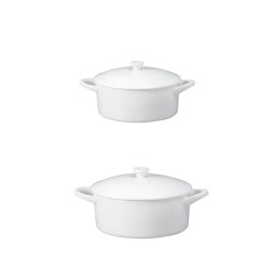 Casseruola porcellana ovale con coperchio bianca | Rausa srl