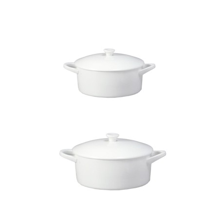 Casseruola porcellana ovale con coperchio bianca | Rausa srl