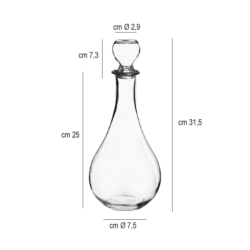 Brocca Decanter vetro con tappo   in Brocche e bottiglie
