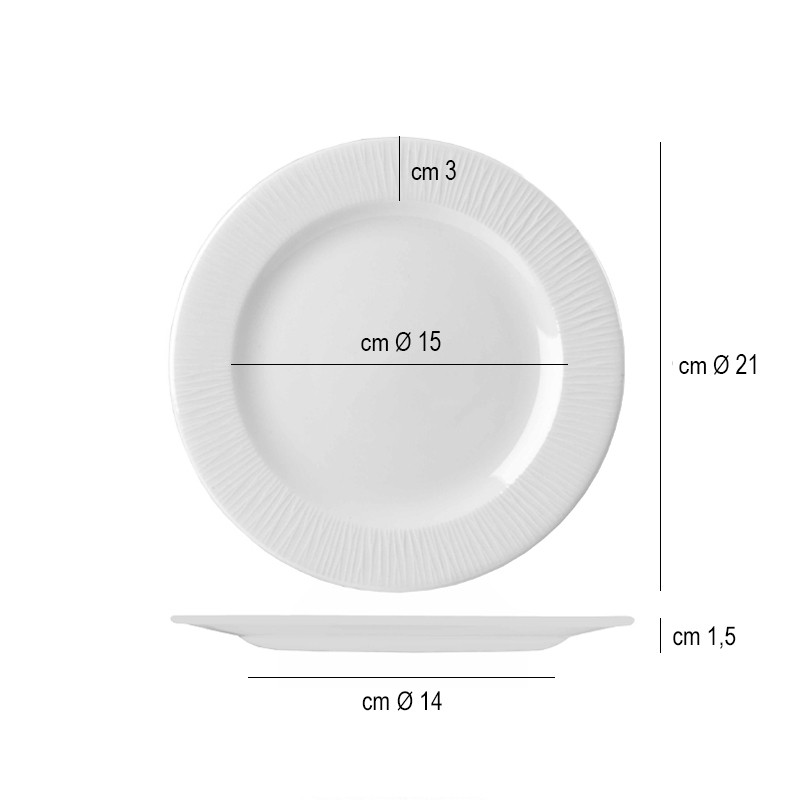 Piatto dessert churchill bamboo bianco Churchill Porcellana  in Linee