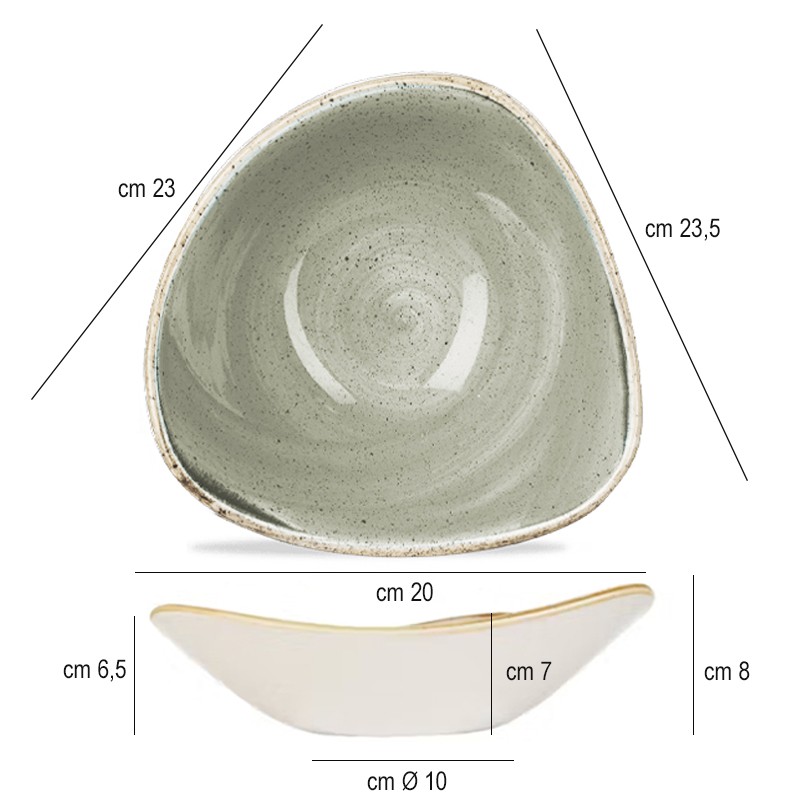 Bowl triangolare churchill stonecast peppercorn grey Churchill Porcellana  in Linee