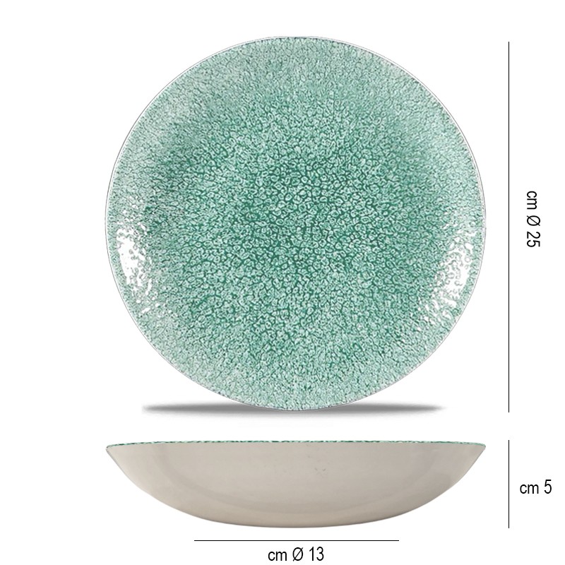 Piatto fondo churchill studio prints raku jade green Churchill Porcellana  in Linee
