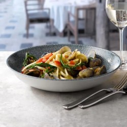 Piatto fondo churchill studio prints raku topaz blue Churchill Porcellana  in Linee