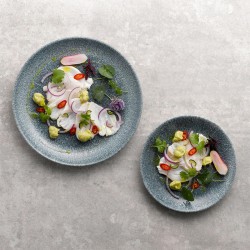 Piatto fondo churchill studio prints raku topaz blue Churchill Porcellana  in Linee