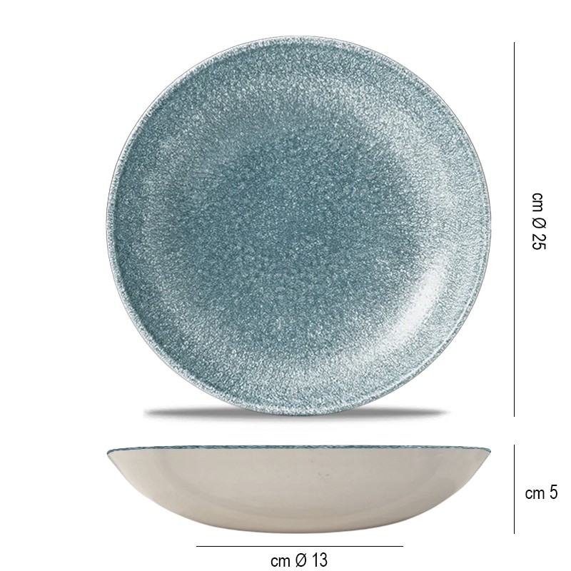 Piatto fondo churchill studio prints raku topaz blue Churchill Porcellana  in Linee