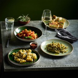 Piatto fondo churchill stonecast patina burnished green Churchill Porcellana  in Linee