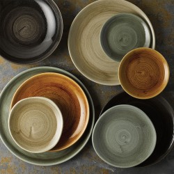 Piatto fondo churchill stonecast patina burnished green Churchill Porcellana  in Linee