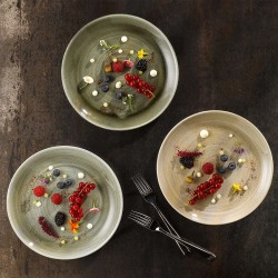 Piatto fondo churchill stonecast patina burnished green Churchill Porcellana  in Linee