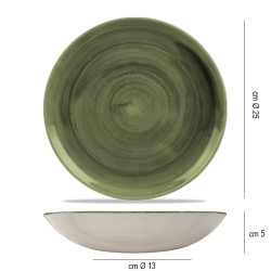 Piatto fondo churchill stonecast patina burnished green Churchill Porcellana  in Linee