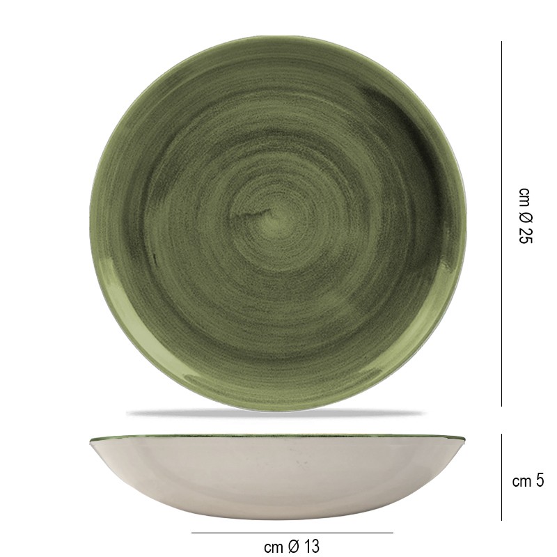 Piatto fondo churchill stonecast patina burnished green Churchill Porcellana  in Linee