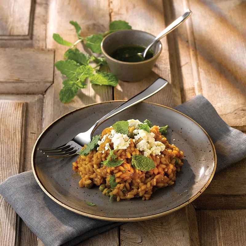 Piatto dessert churchill stonecast peppercorn grey Churchill Porcellana  in Linee