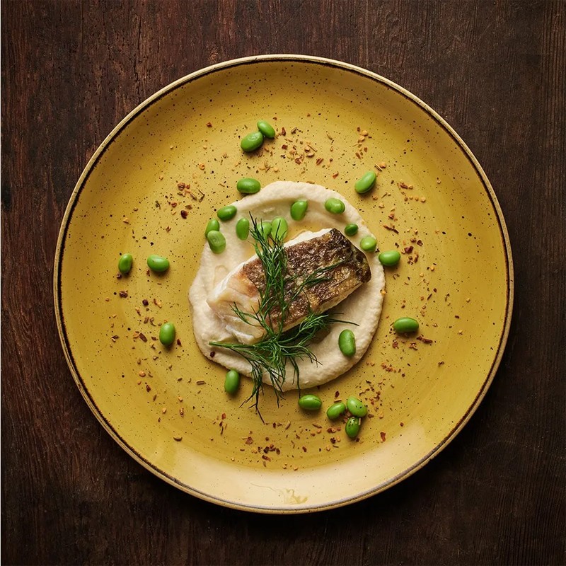 Piatto dessert churchill stonecast mustard seed yellow Churchill Porcellana  in Linee