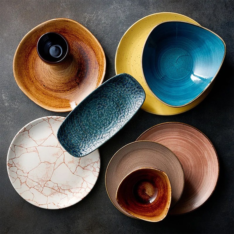 Piatto dessert churchill stonecast mustard seed yellow Churchill Porcellana  in Linee