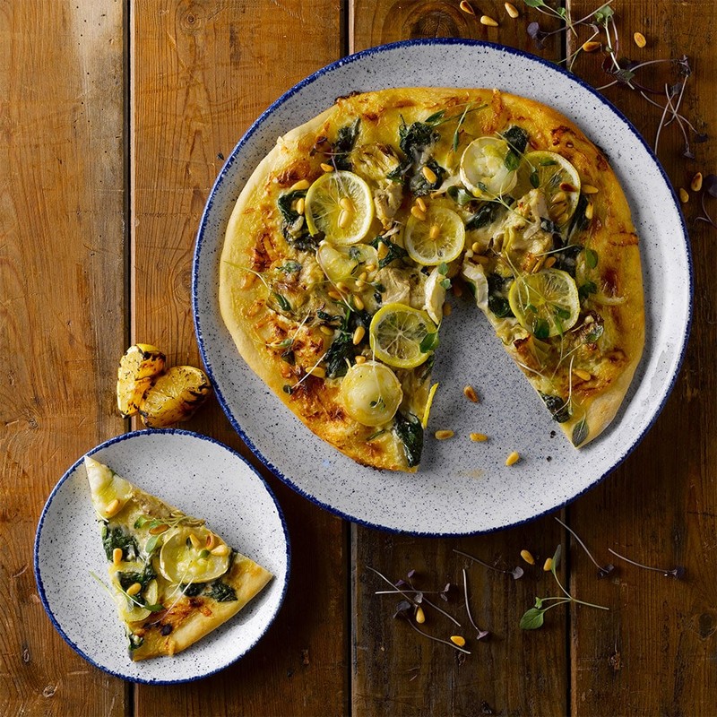 Piatto dessert churchill stonecast hints indigo Churchill Porcellana  in Linee