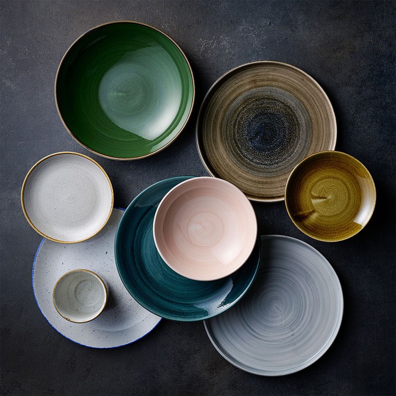 Piatto dessert churchill stonecast hints indigo Churchill Porcellana  in Linee