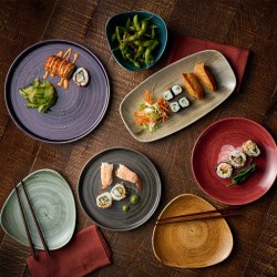 Piatto dessert churchill stonecast patina burnished green Churchill Porcellana  in Linee