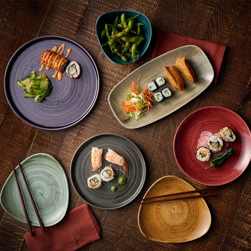 Piatto dessert churchill stonecast patina burnished green Churchill Porcellana  in Linee