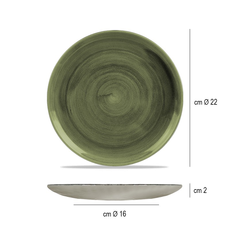 Piatto dessert churchill stonecast patina burnished green Churchill Porcellana  in Linee