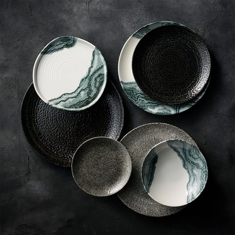 Piatto dessert churchill studio prints raku quartz black Churchill Porcellana  in Piatti colorati