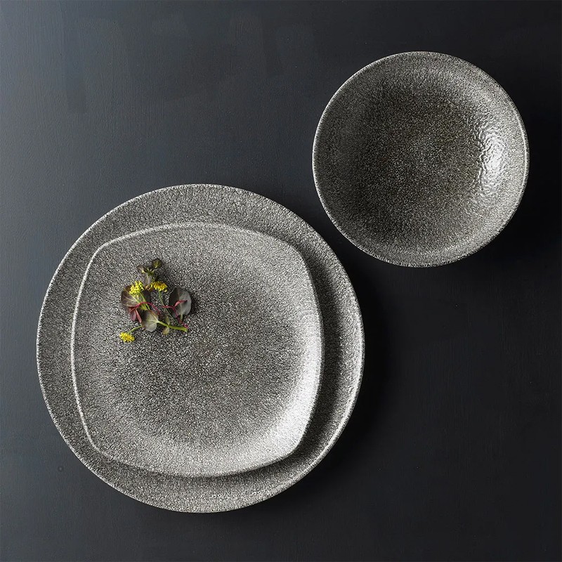 Piatto dessert churchill studio prints raku quartz black Churchill Porcellana  in Piatti colorati