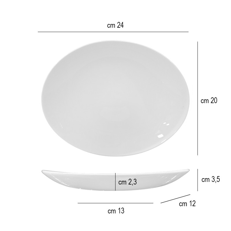 Piatto piano ovale orbit Churchill Porcellana  in Linee