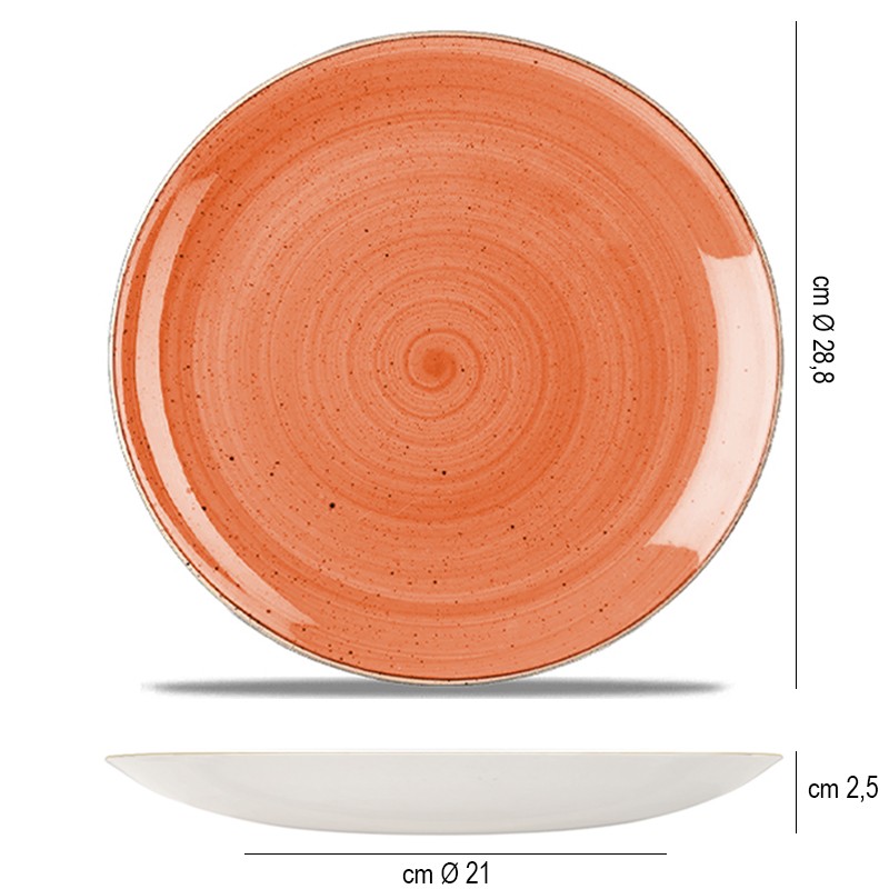 Piatto piano stonecast terracotta Churchill Porcellana  in Piatti colorati