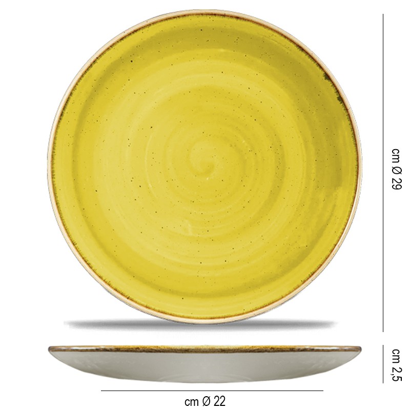 Piatto piano churchill stonecast mustard seed yellow Churchill Porcellana  in Piatti colorati