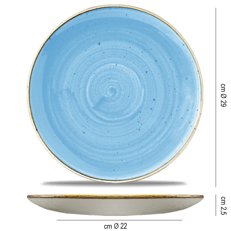 Piatto piano churchill stonecast cornflower blue Churchill Porcellana  in Linee