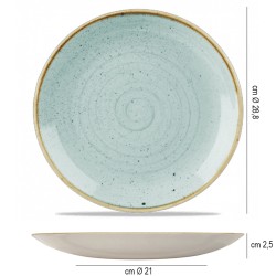 Piatto piano stonecast duck egg blue Churchill Porcellana  in Linee